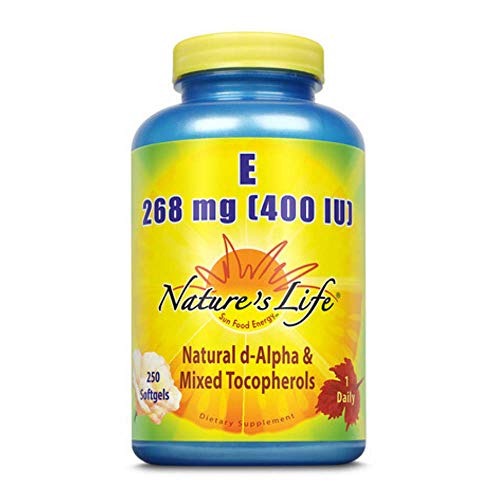 Botella Nature's Life vitamina e 400 ui 250 cápsulas antioxidante