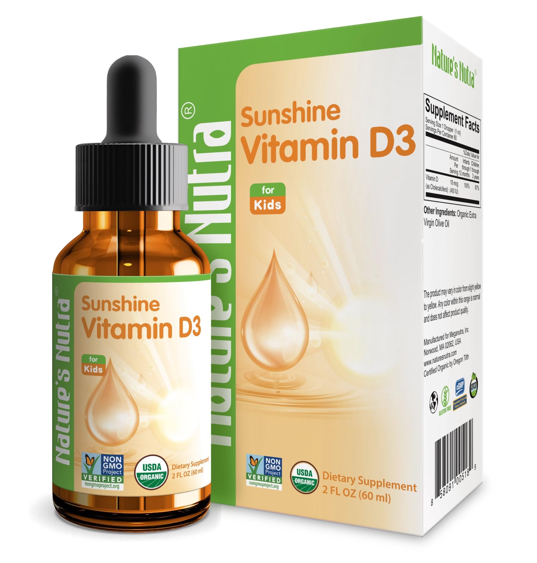Nature's Nutra Sunshine gotas vitamina D3 para bebés y niños