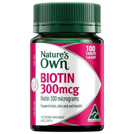 Nature's Own biotina 300mcg 100 tabletas suplemento belleza