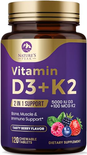 Nature's Peak vitamina d3 5000 iu y k2 mk7 tabletas masticables