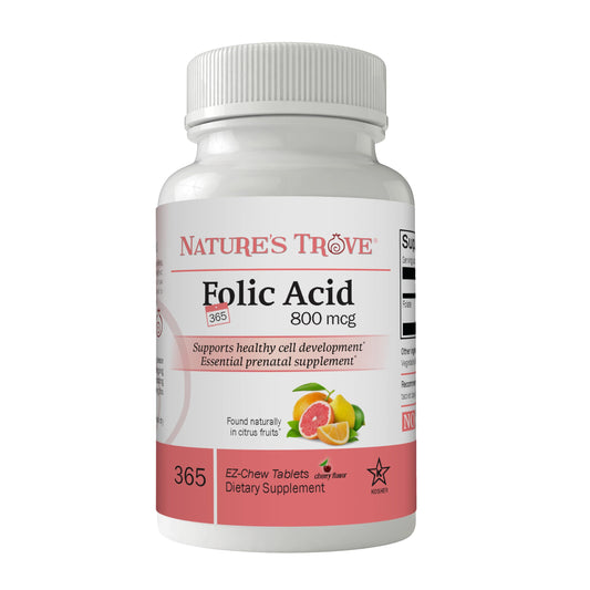 Nature's Trove ácido fólico 800 mcg 365 tabletas cereza