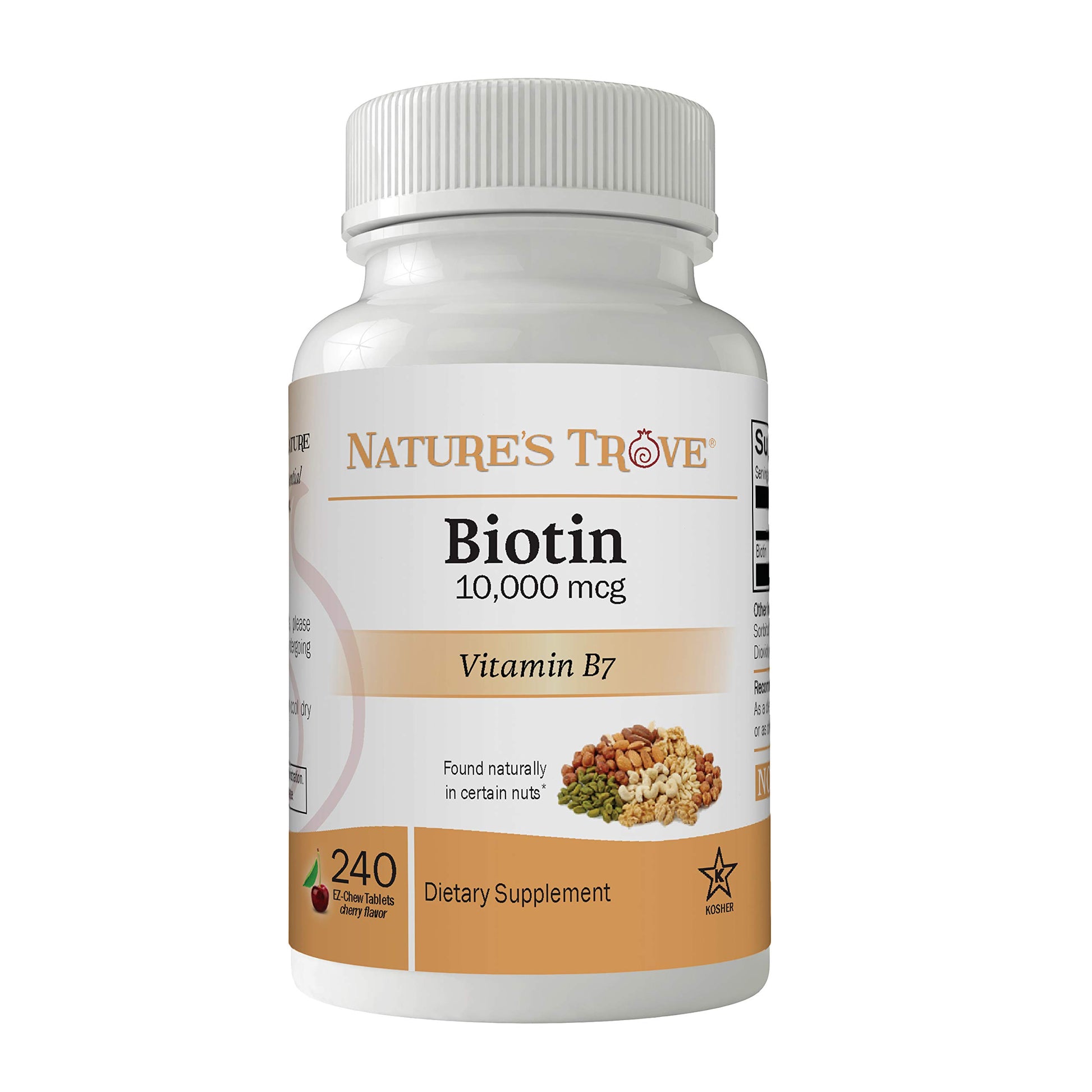 Nature's Trove biotina 10000 mcg tabletas masticables frasco