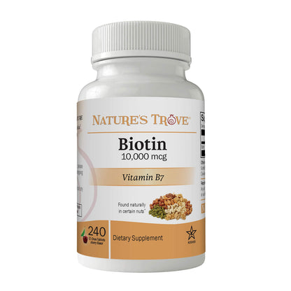Nature's Trove biotina 10000 mcg tabletas masticables frasco