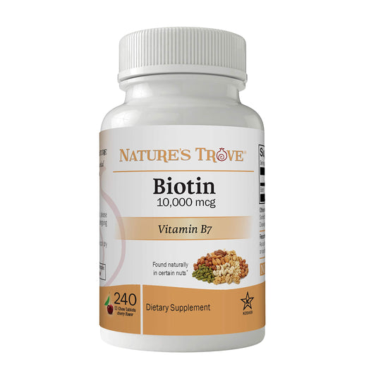 Nature's Trove biotina 10000 mcg tabletas masticables frasco