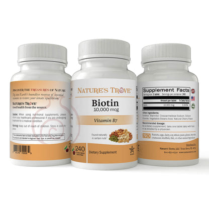 Nature's Trove tabletas masticables biotina pureza y potencia garantizadas