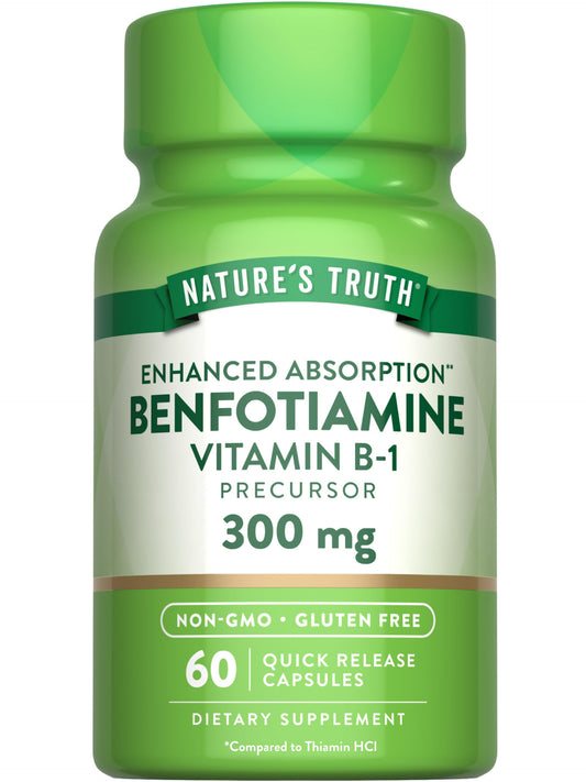 Nature's Truth Benfotiamina cápsulas 300mg botella frontal