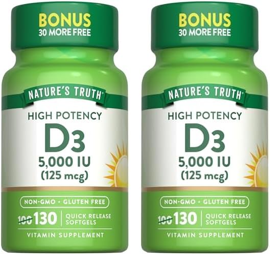 Nature's Truth Vitamina D3 5000 UI 130 cápsulas softgels