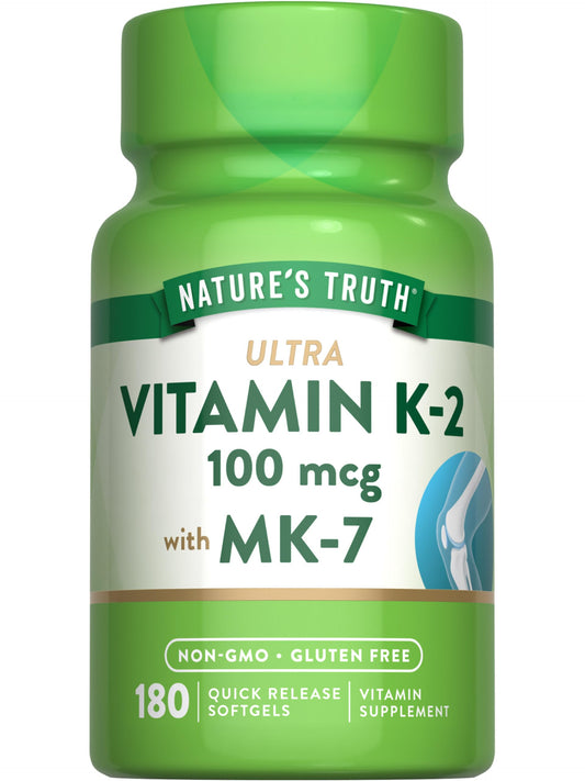 Nature's Truth Vitamina K2 MK-7 botella frontal 180 cápsulas