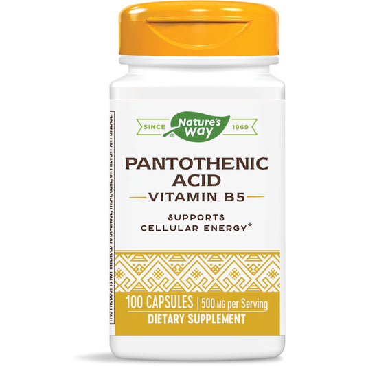 Nature's Way ácido pantoténico 500mg envase y cápsulas