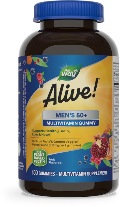 Nature's Way Alive! multivitaminas en gomas para hombres 50+.