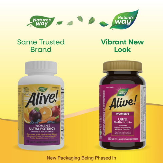Alive! multivitamínico para mujeres Nature's Way detrás de la bandera.