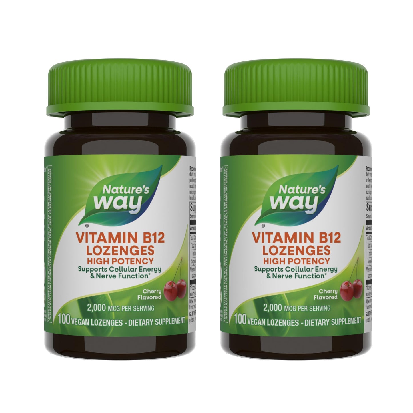 Paquete Nature's Way pastillas vitamina B12 sabor cereza 100 unidades