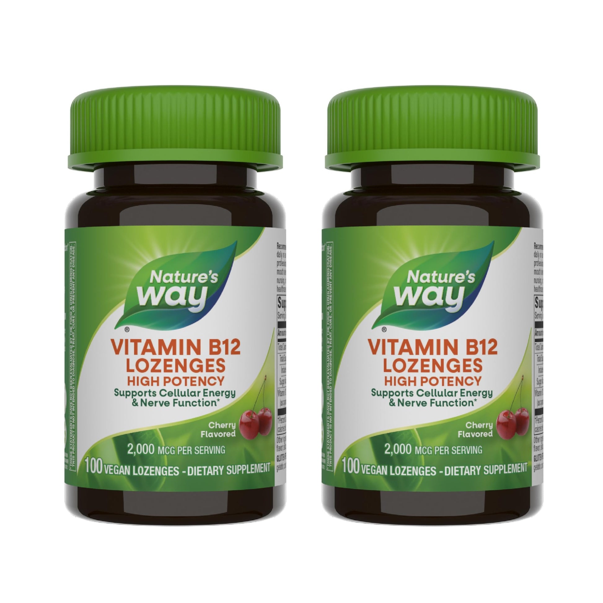 Paquete Nature's Way pastillas vitamina B12 sabor cereza 100 unidades