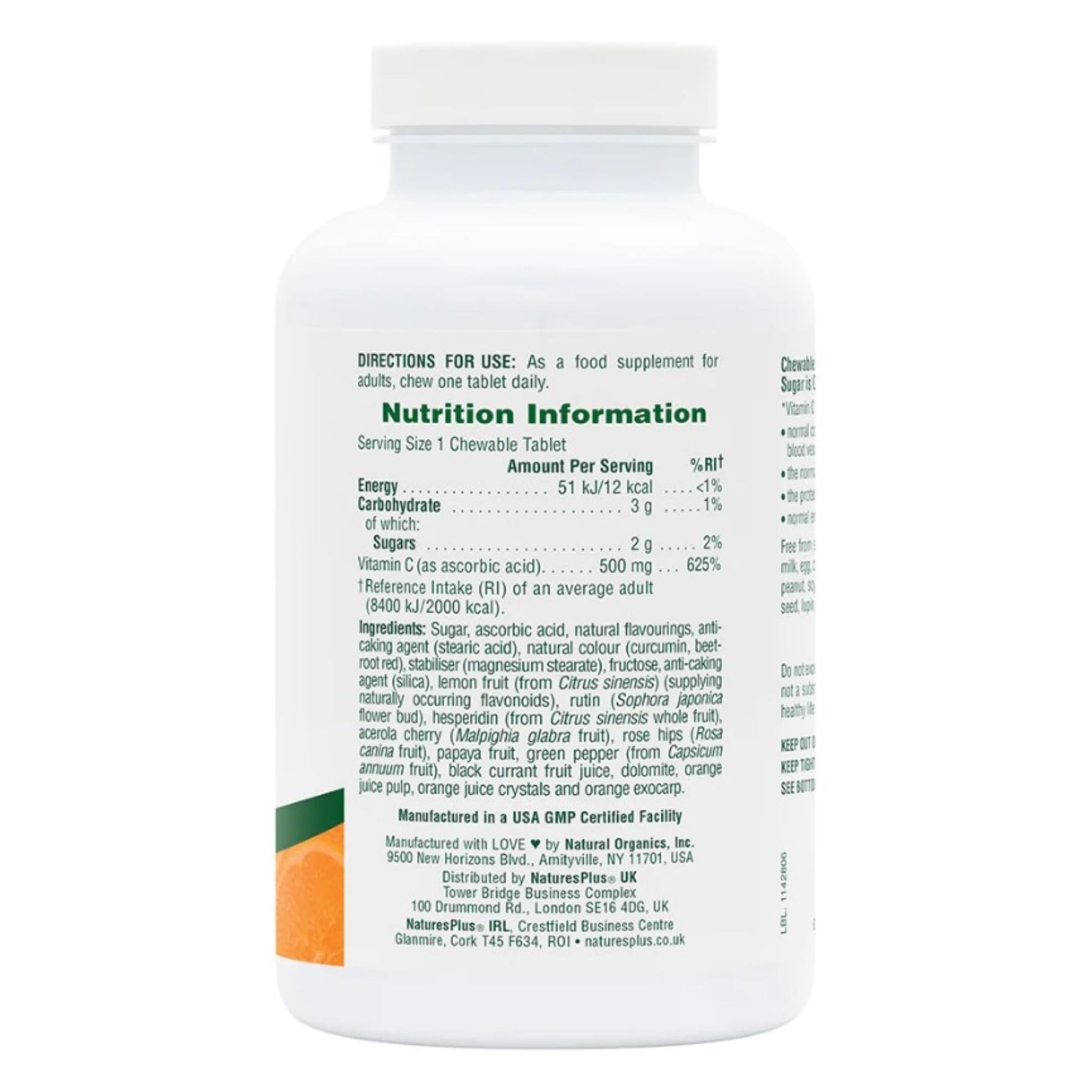 NaturesPlus alta potencia vitamina C masticable empaquetado