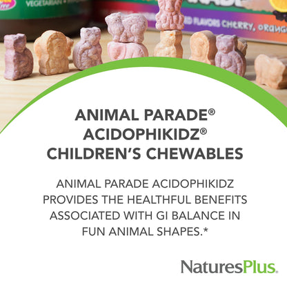 Tabletas NaturesPlus Animal Parade AcidophiKidz con probióticos para niños