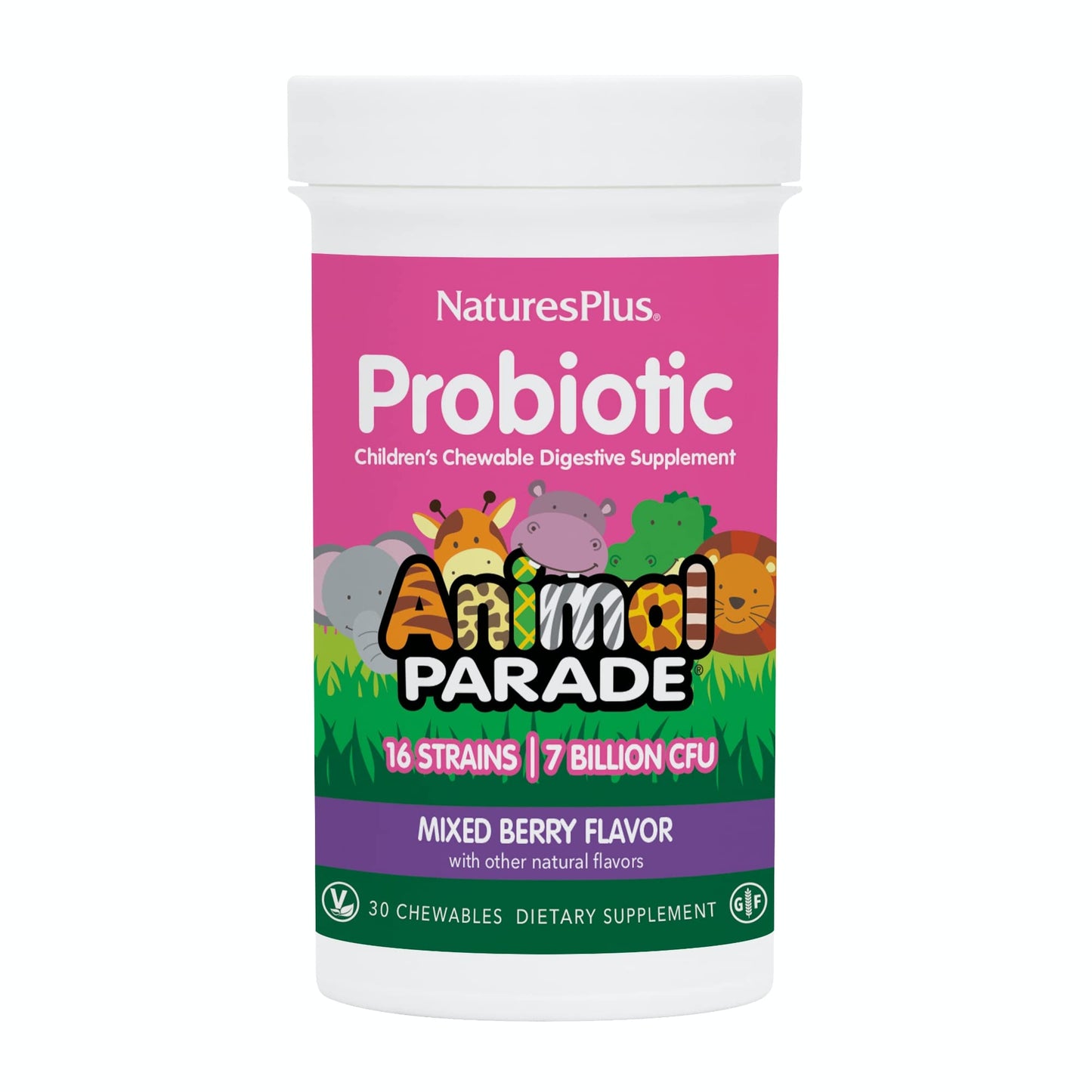 NaturesPlus Animal Parade probiótico masticable frutos mixtos