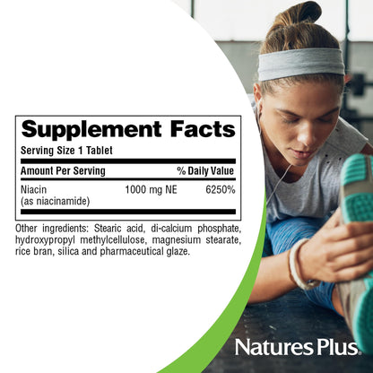 NaturesPlus Niacinamida 1000 mg suplemento vitamina B3
