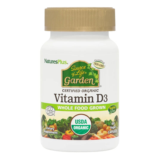 NaturesPlus Source of Life Garden vitamina d3 cápsulas veganas pack