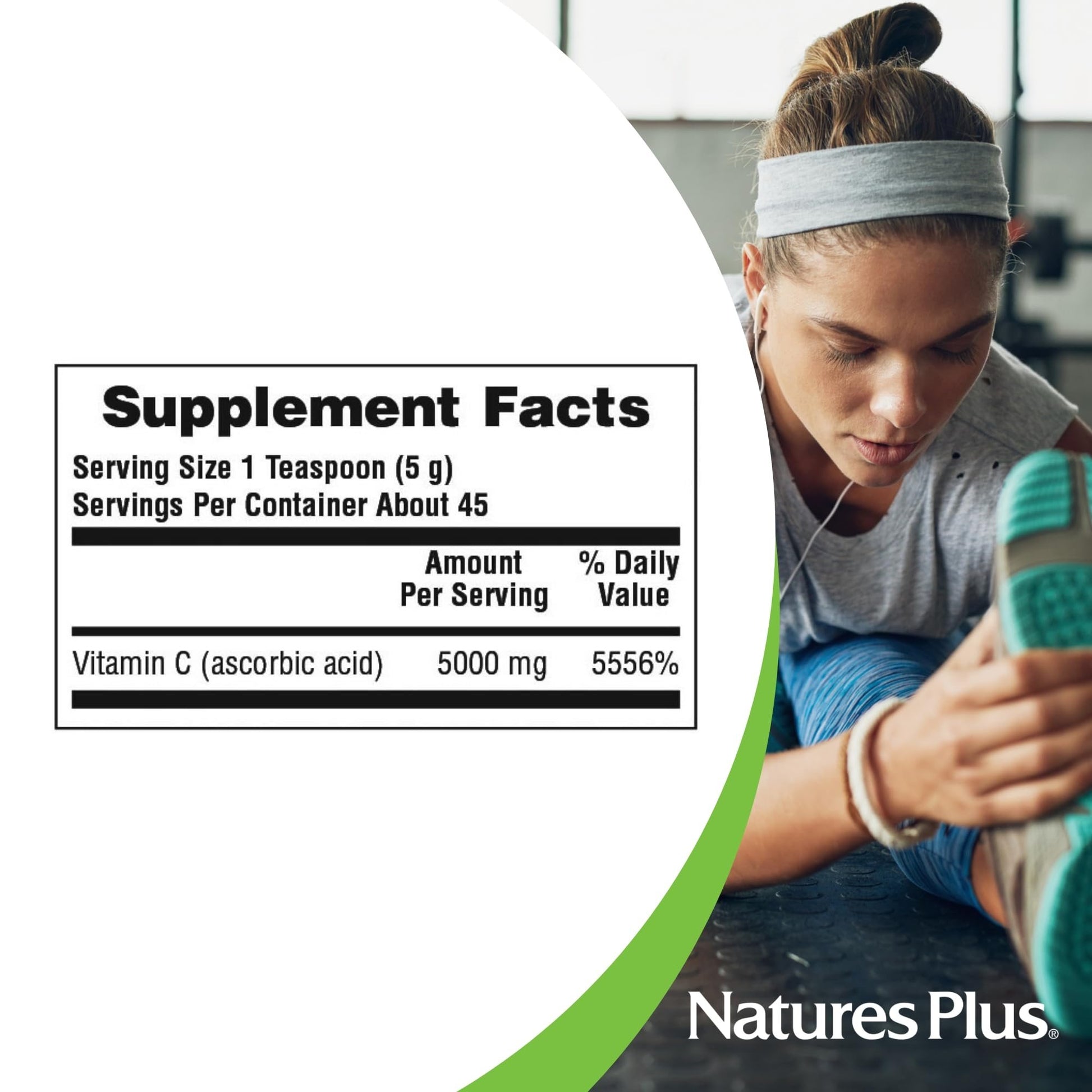 NaturesPlus vitamina c microcristales suplemento polvo frasco