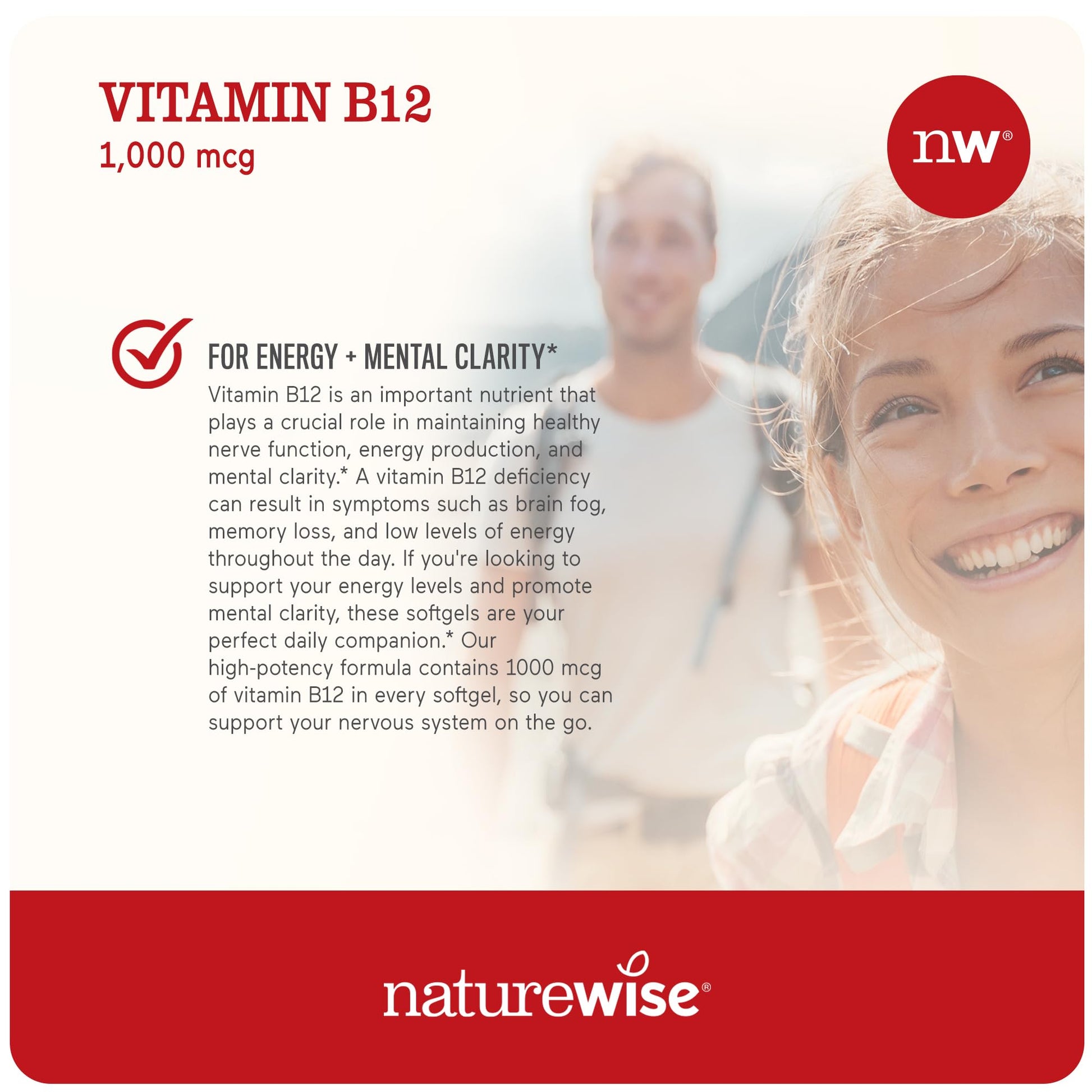 Paquete frontal de vitaminas NatureWise con d3 y b12 para energía