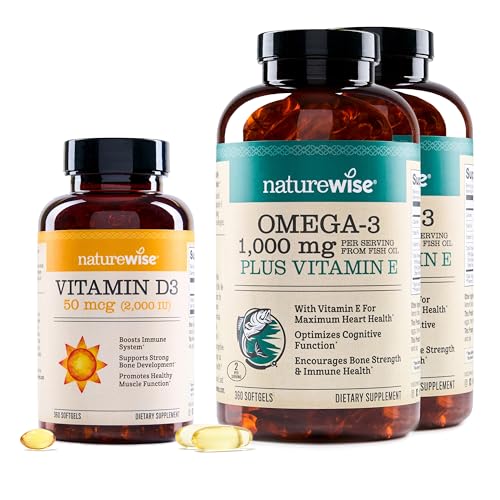 Botella NatureWise vitamina D3 y omega 3 360 softgels