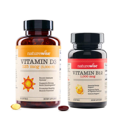 NatureWise Vitamina D3 y Vitamina B12 paquete suplemento salud