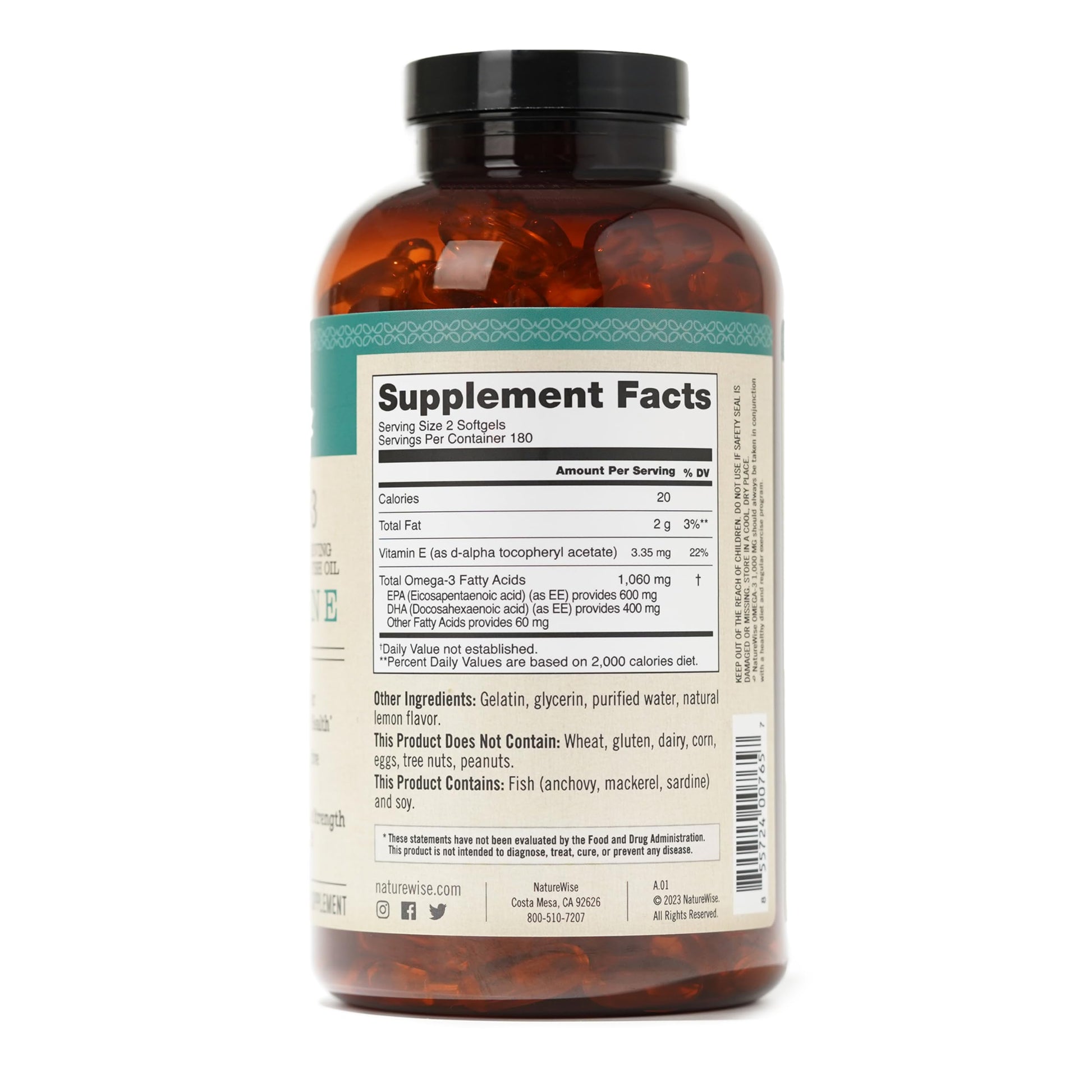 NatureWise, vitaminas y omega-3 sin gluten, no transgénico ni alérgenos
