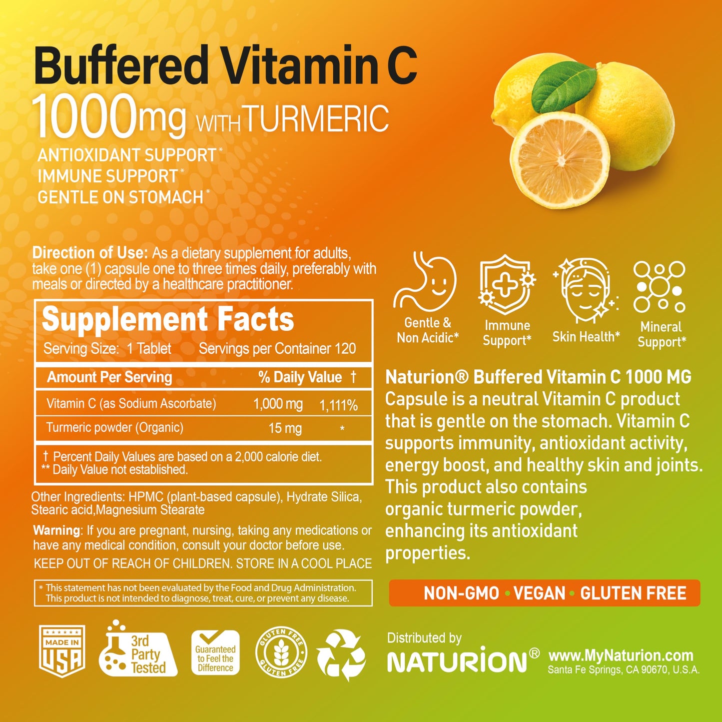Naturion cápsulas vitamina C para sistema inmunológico