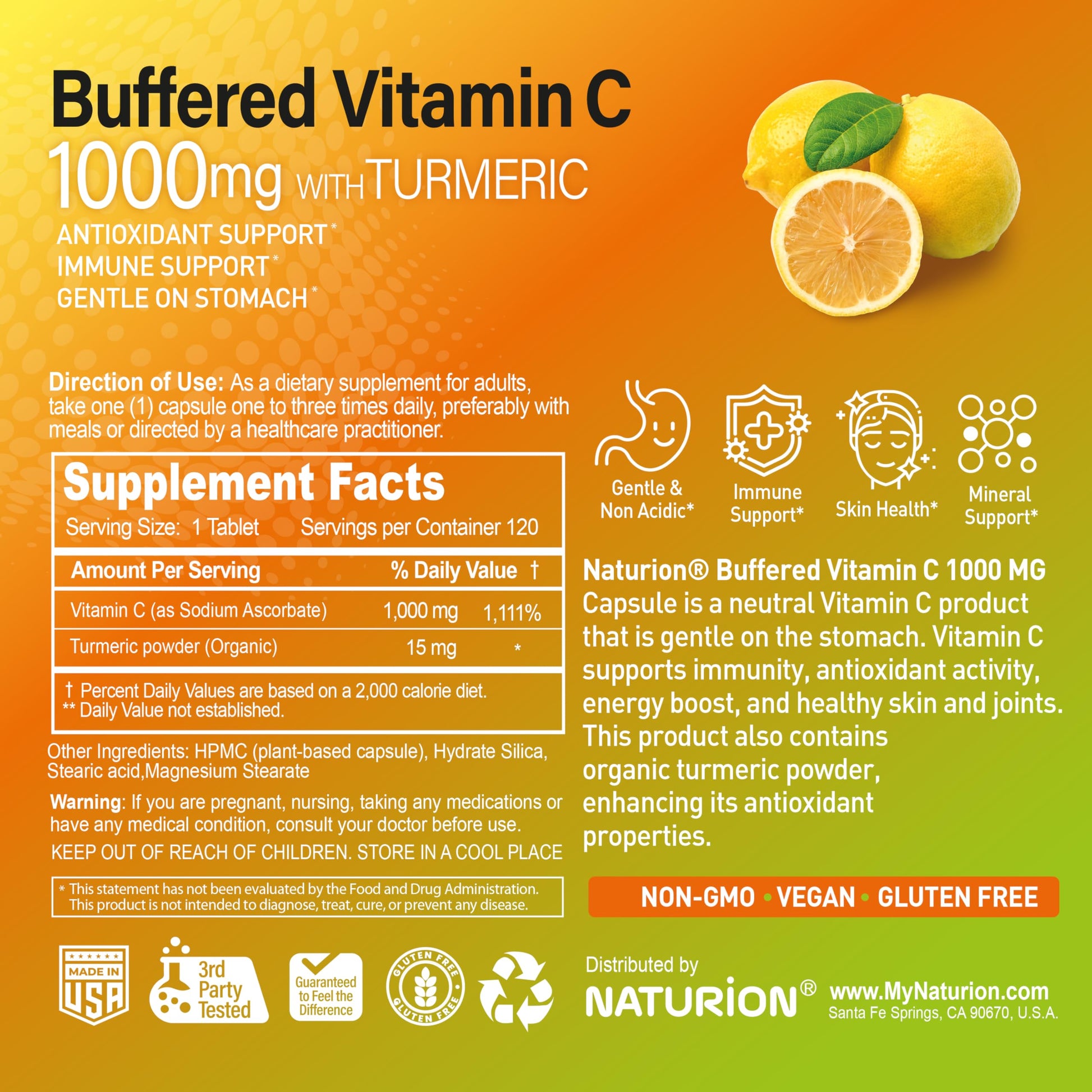 Naturion cápsulas vitamina C para sistema inmunológico