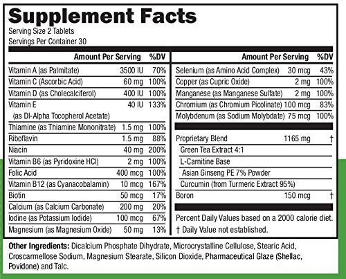 NeoVitin suplemento botellas con tabla nutricional