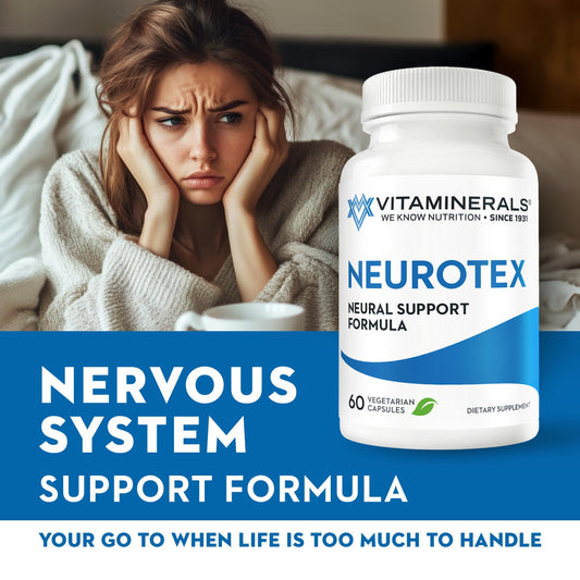 Neurotex complejo B Vitaminerals etiqueta frontal suplemento salud nerviosa