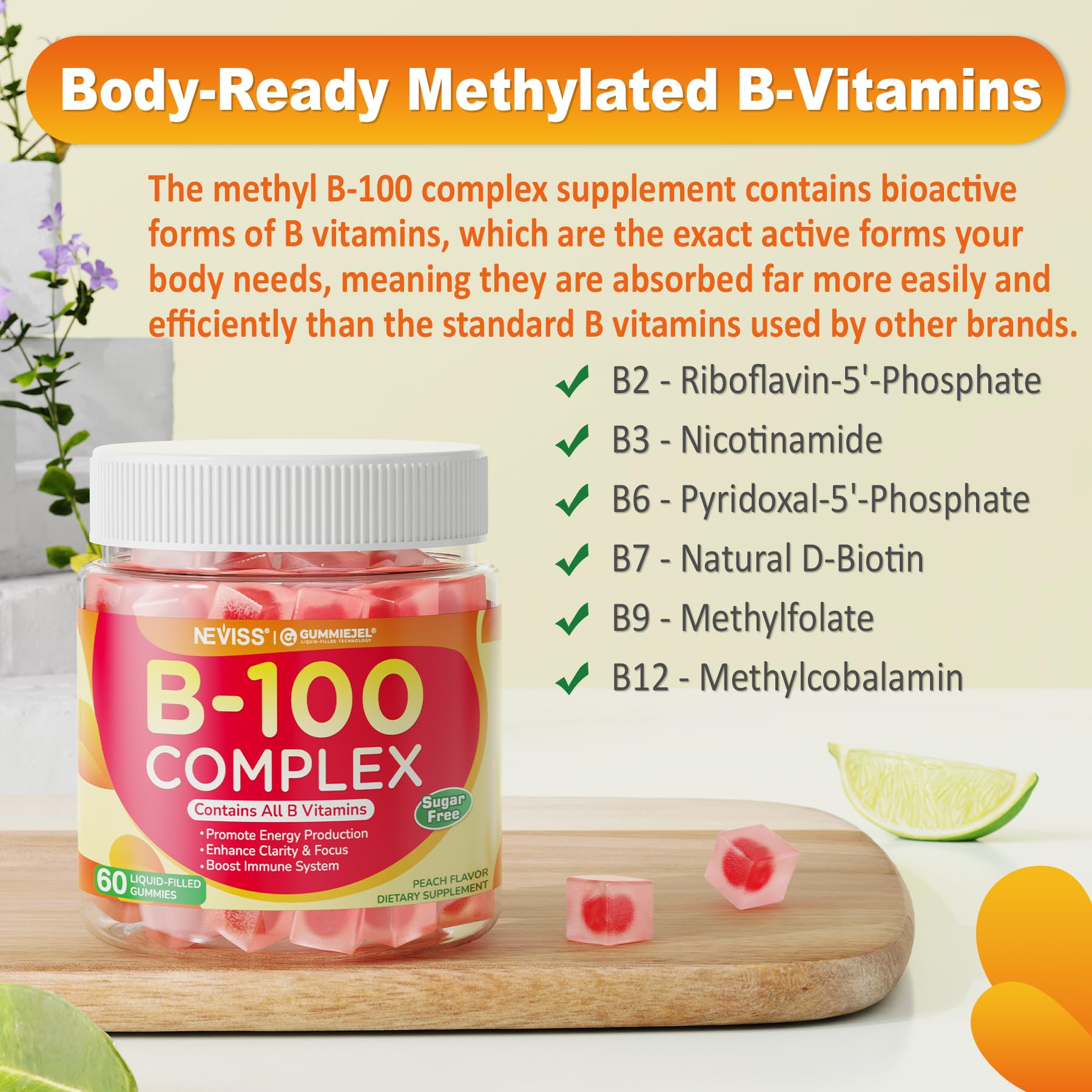 Neviss gomitas naturales vitaminas D3, K2 y complejo B100