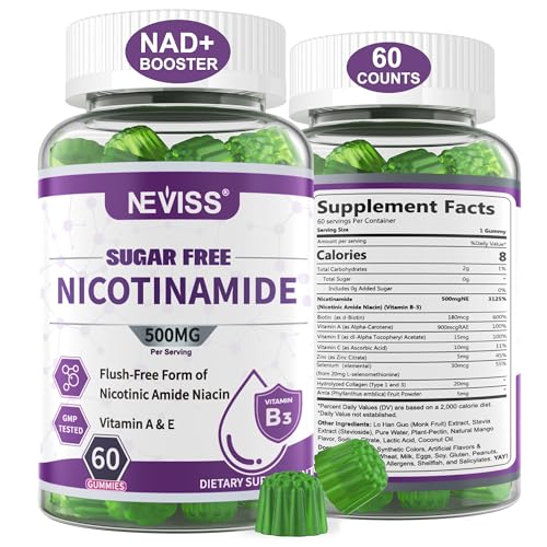 NEVISS gomitas nicotinamida 500mg vitamina B3 envase frontal