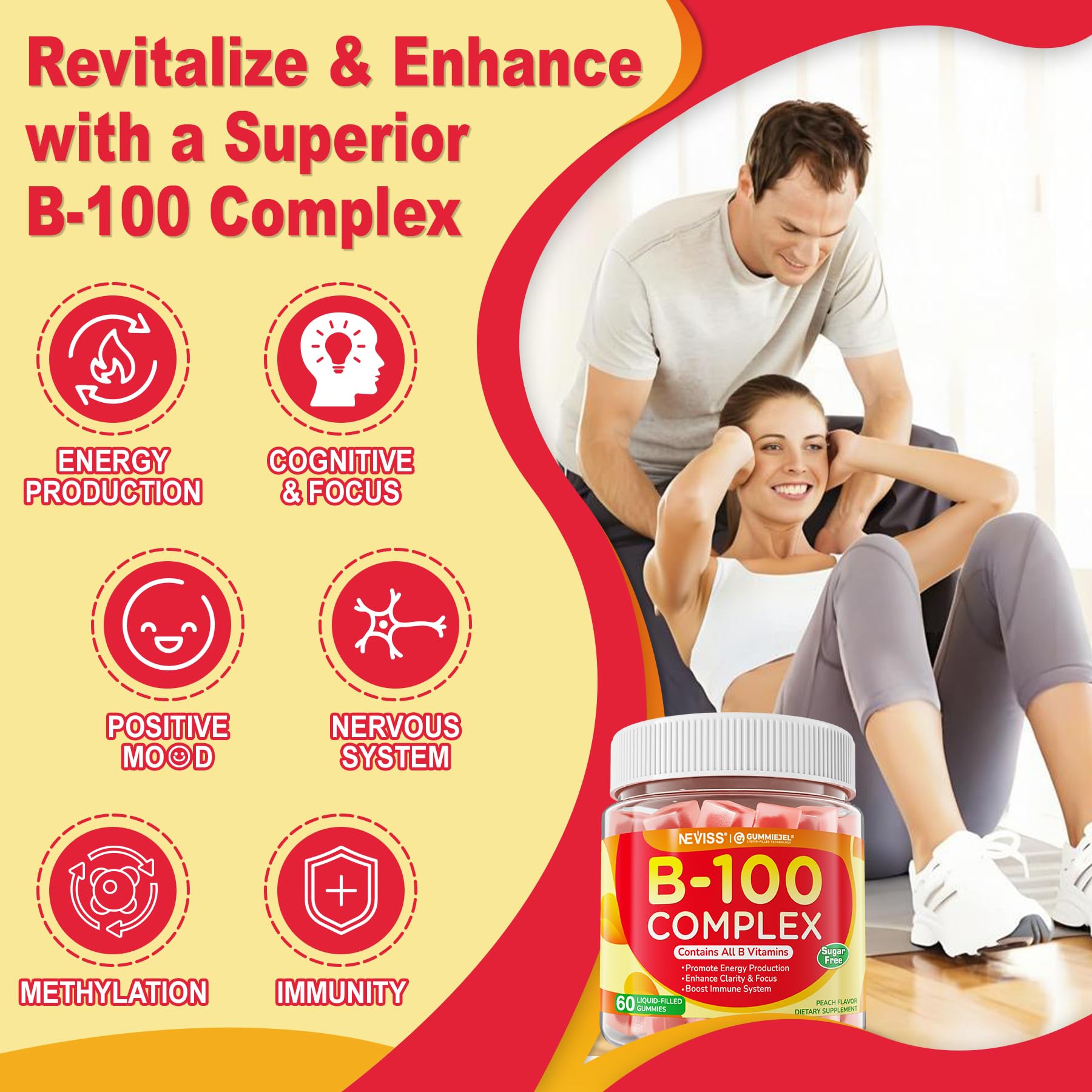 Neviss gomitas vitaminas B100 sin colores ni sabores artificiales