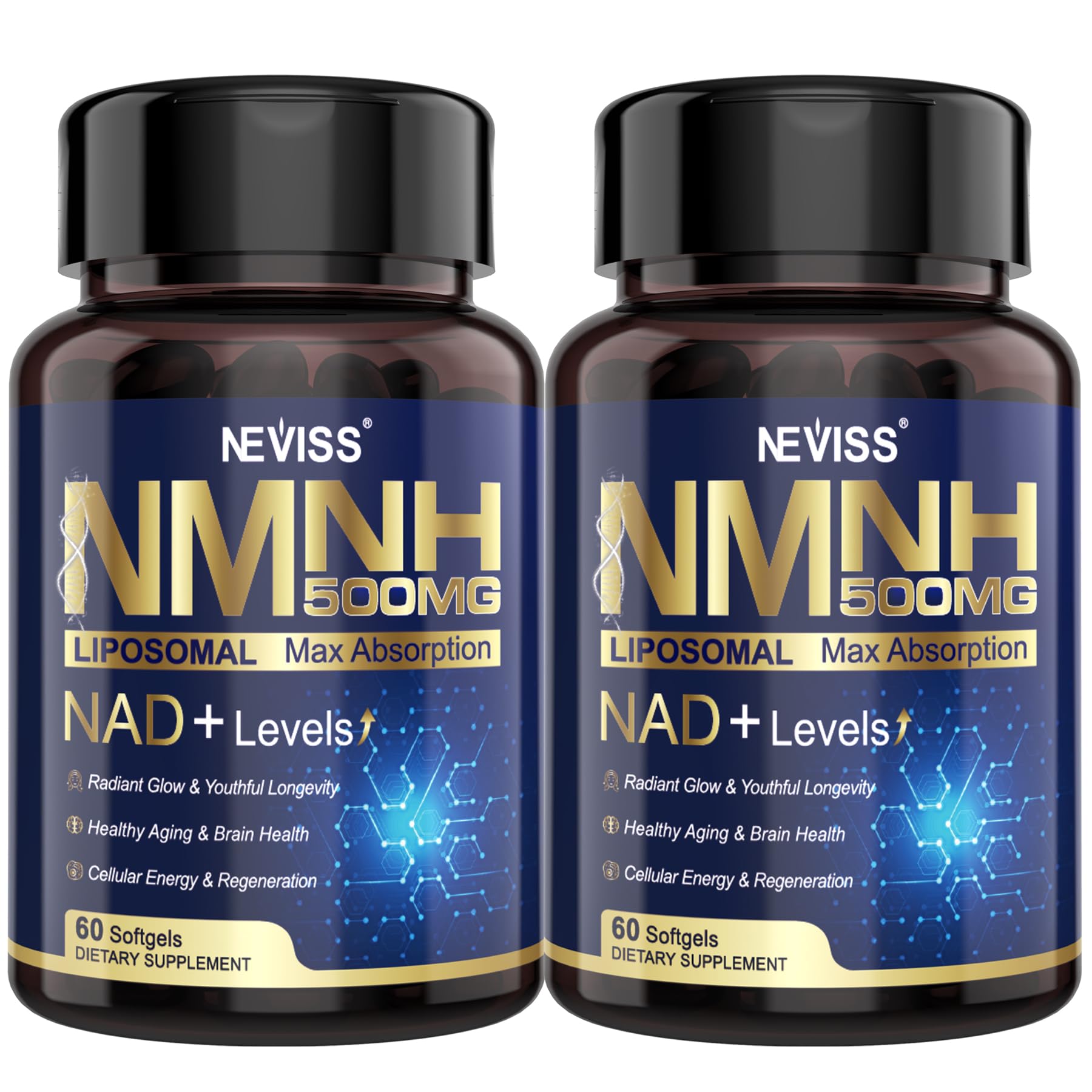 NEVISS suplemento NAD+ NMNH liposomal 500mg 120 softgels