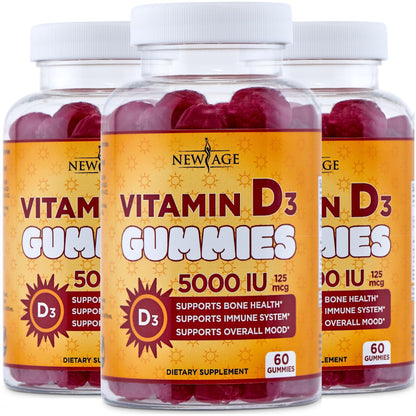 NEW AGE gominolas vitamina D3 5000 UI paquete triple