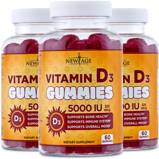 NEW AGE gominolas vitamina D3 5000 UI paquete triple