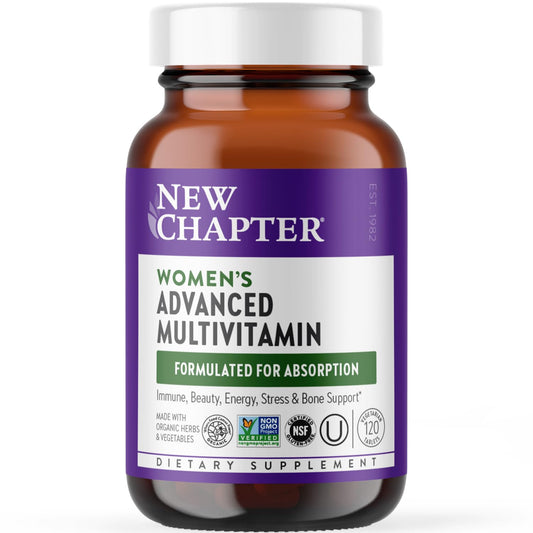 Frasco del multivitamínico avanzado para mujeres de New Chapter.