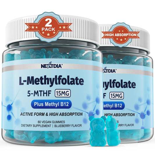Nextdia gomitas L-Metilfolato 15 mg y Metil B12 frasco frontal