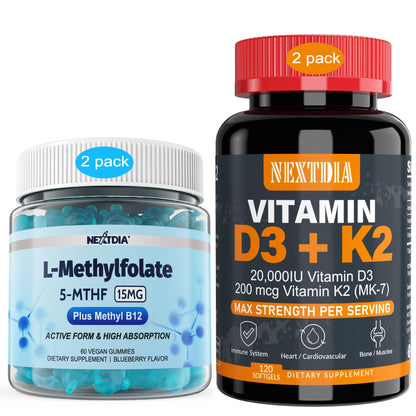 Nextdia gomitas vitamina d3 20000 ui k2 mk7 paquete frontal
