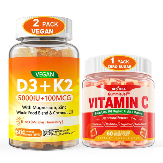 Nextdia pack gomitas veganas vitamina D3 K2 y vitamina C