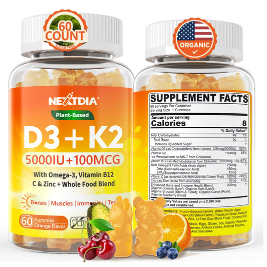 Nextdia suplemento vitamina D3 K2 orgánico 5000 UI frasco