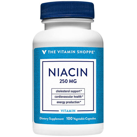 Niacina 250 mg The Vitamin Shoppe cápsulas para salud cardiovascular