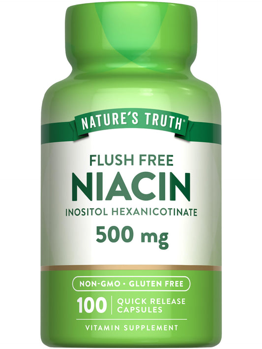Frasco Niacina 500mg Nature's Truth sin rubor 100 cápsulas