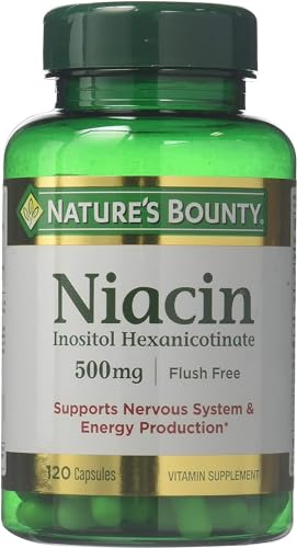 Niacina sin enrojecimiento Nature's Bounty 500 mg frasco frontal