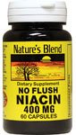 Niacina sin enrojecimiento Nature's Blend 400 mg botella y cápsulas