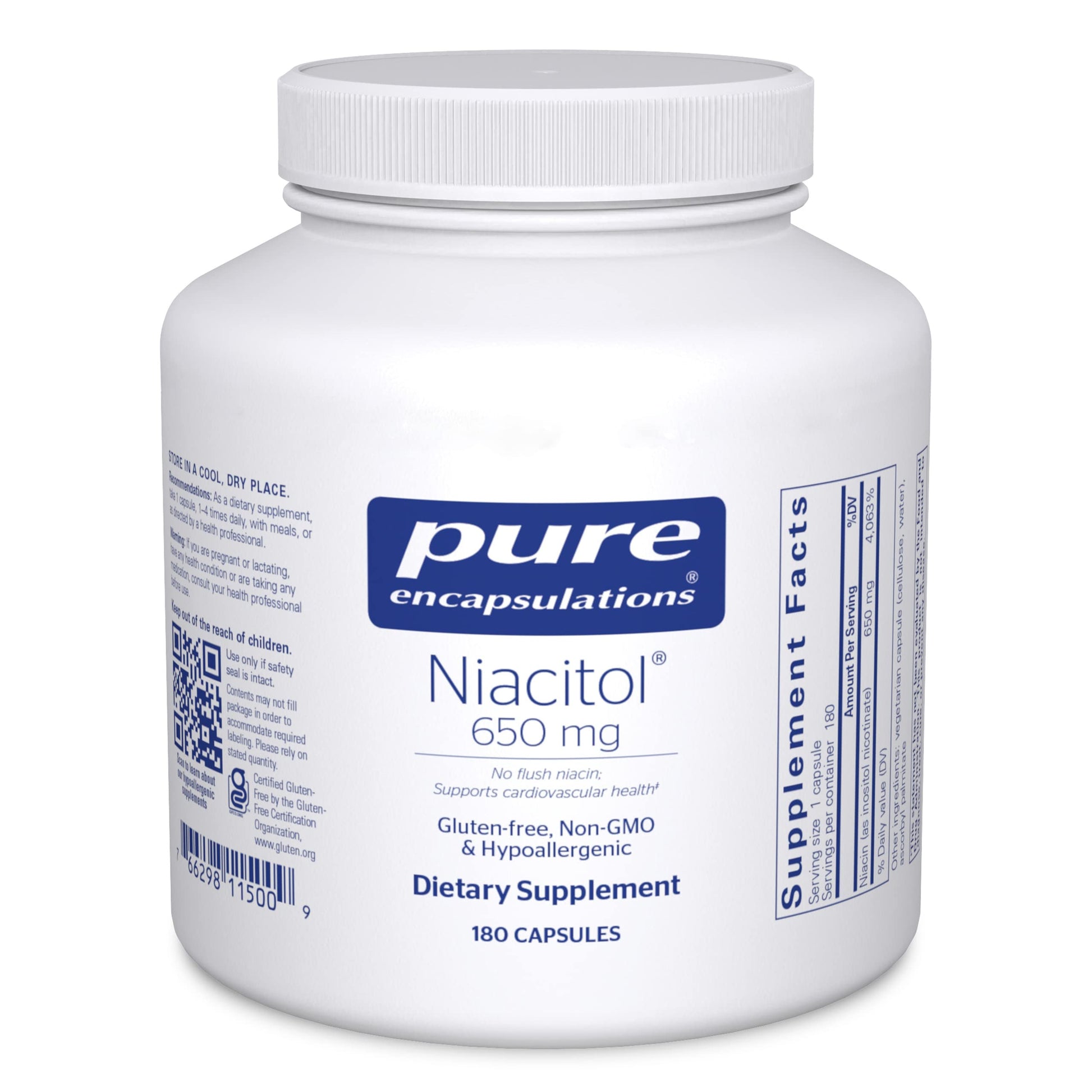 Niacitol 650 mg Pure Encapsulations 180 cápsulas