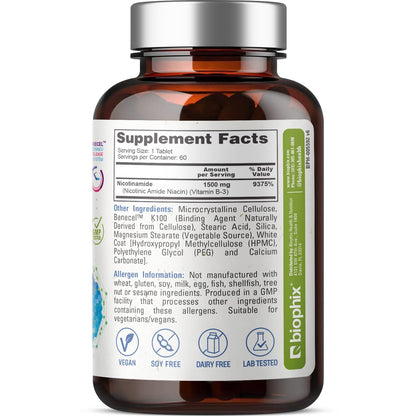 Nicotinamida biophix suplemento energético apoyo piel sensible