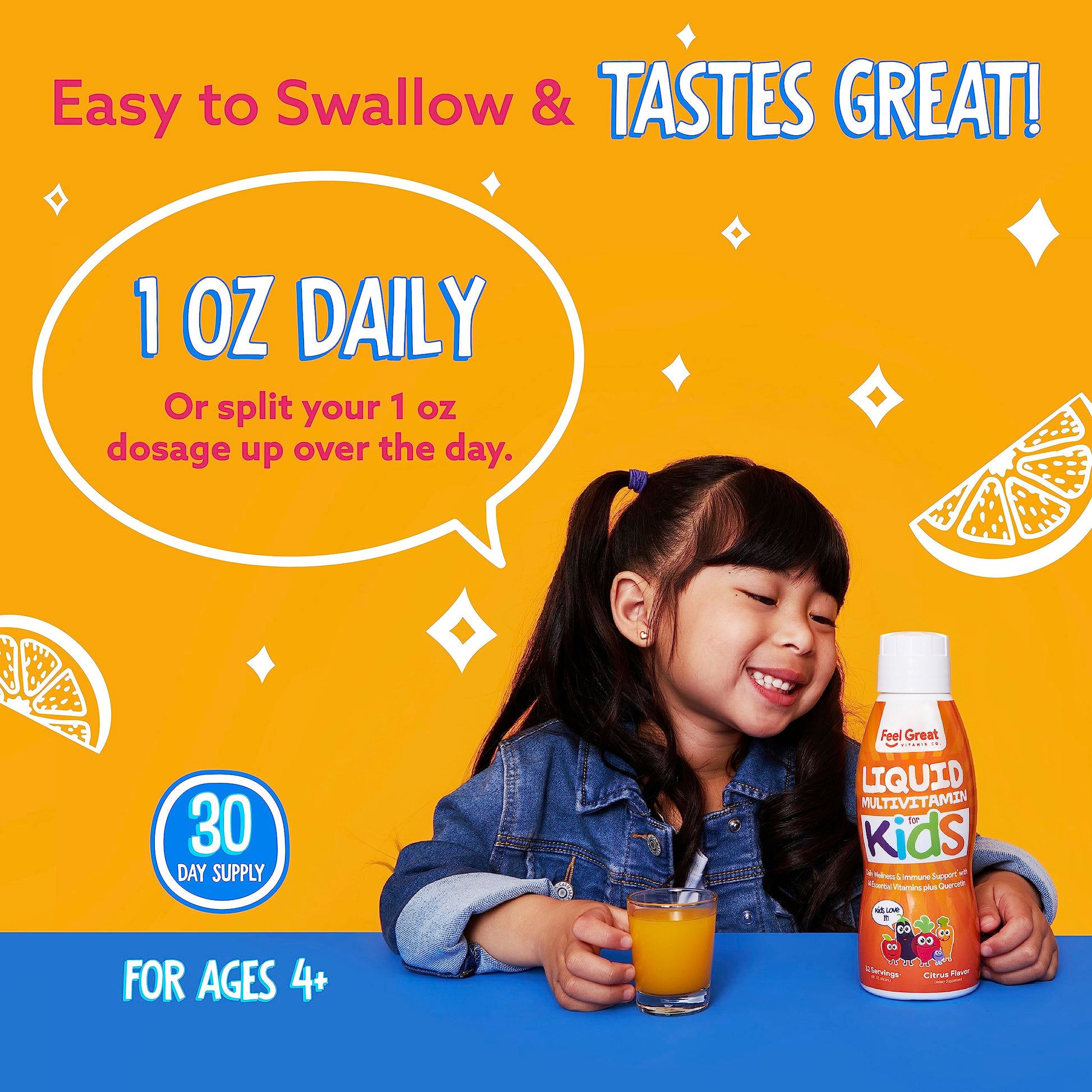 Niña disfrutando de multivitamínico líquido diario