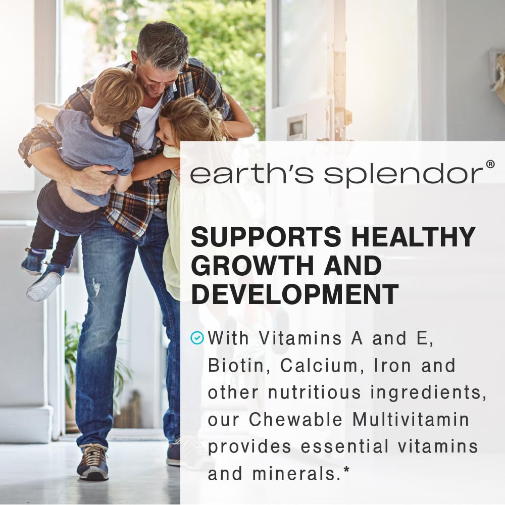 niños felices tomando multivitamínico masticable de Earth's Splendor